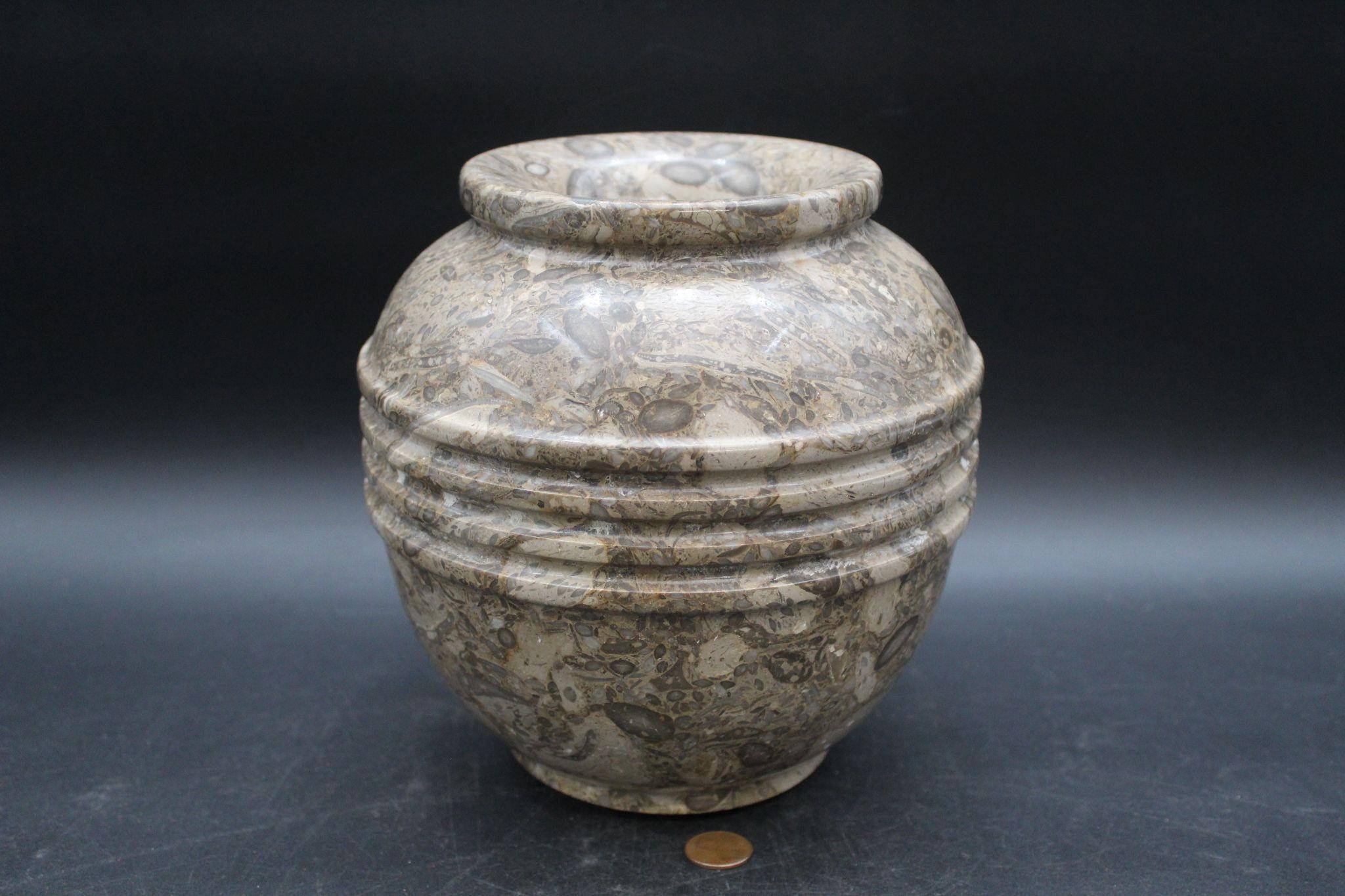 Vtg. Natural Fossilized Pakistan Polished Vase