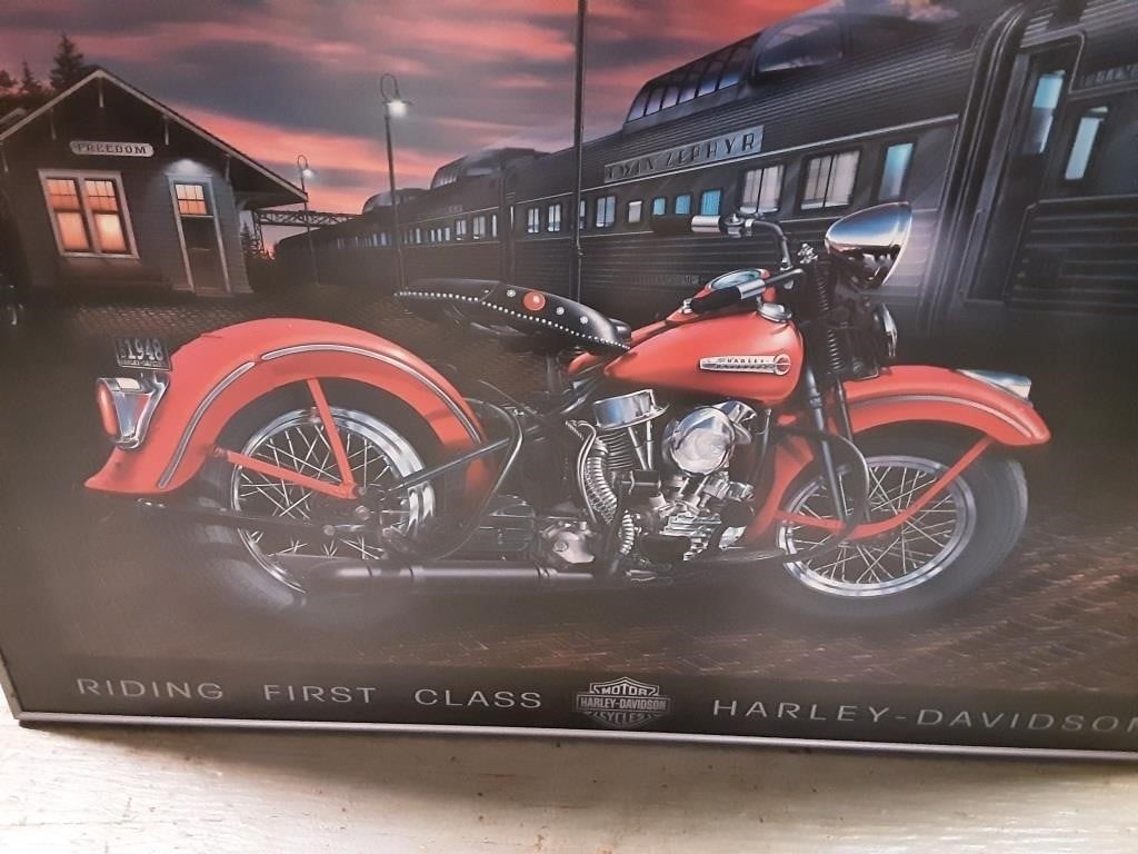 HARLEY DAVIDSON  FRAMED PICTURE RIDING FIRST CLASS