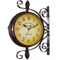 KiaoTime Vintage Double Sided Station Wall Clock