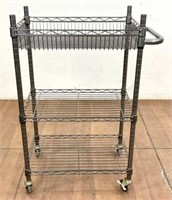Industrial Steel Rolling Cart W/ Hammered Finish