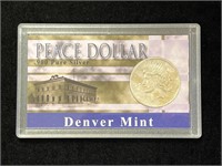 1922 D Peace Silver Dollar with COA