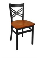 1 LOT 4- METAL FRAME CHAIR WITH WOOD SEAT