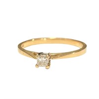 14K YELLOW GOLD WOMENS DIAMOND SOLITAIRE ENG. RING
