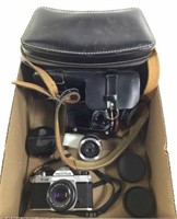 Pentax K1000 Camera, Lenses, Case