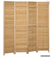 Room Divider, 5.5' Tall Bamboo Portable Folding