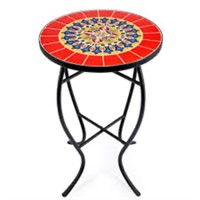 Black Metal Mosaic Top Outdoor Side Table with