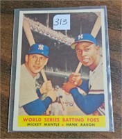 1958 Topps World Series Batting Foes, Mickey Mantl