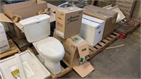(Q) 4 BOXES TOILET ITEMS, SOME HAVE NO TANKS, ONE