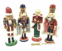 (4) Wooden Nutcrackers, Christmas Decor