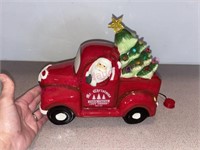 Ceramic red Christmas truck