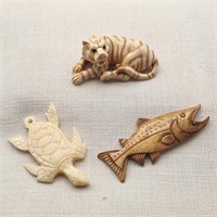 Ivory Tiger Netsuke & Bone Etc Carvings