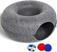 Large Cat Tunnel Bed for Indoor Cats with 3 Toys,