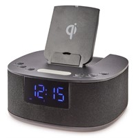 onn. Clock Radio W/ Wireless Charging & Bluetooth