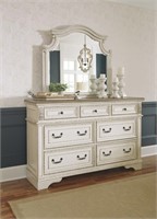 ASHLEY REALYN ANTIQUE WHITE DRESSER & MIRROR