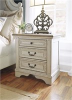 ASHLEY REALYN  ANTIQUE WHITE 3-DRAWER NIGHTSTAND