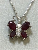 Stunning Ruby Butterfly Necklace