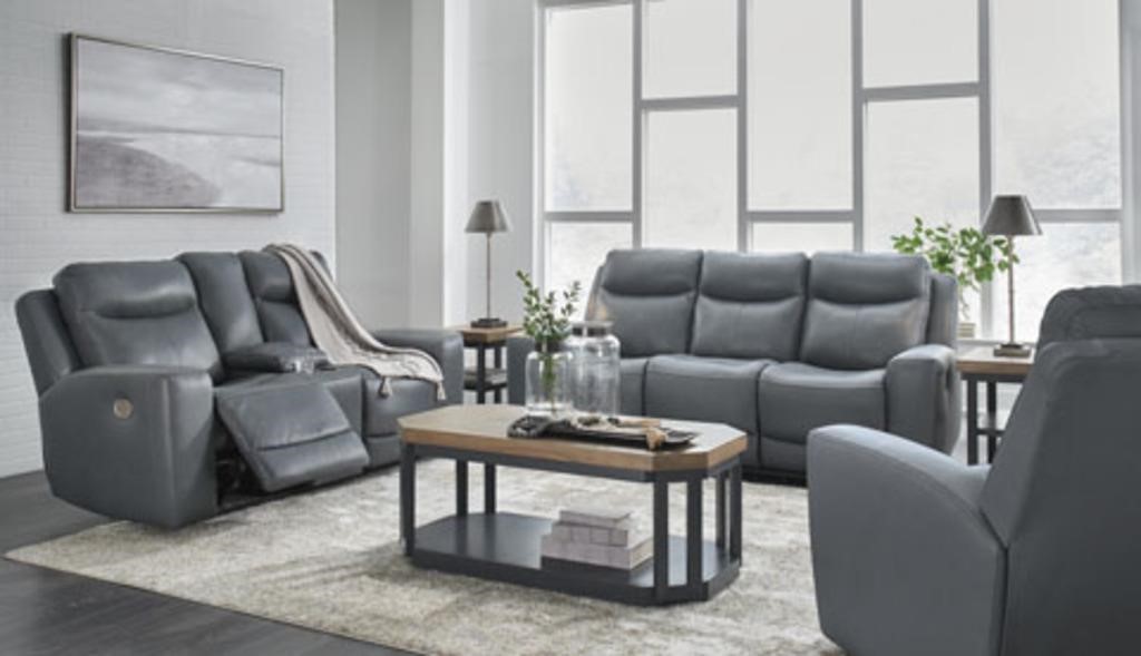 ASHLEY MINDANAO LEATHER PWR REC SOFA & LOVESEAT