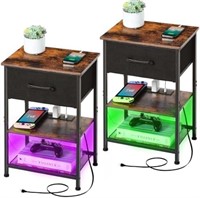 LAKEMID Nightstands Set of 2 with Charging