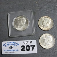 (3) 1964 Silver Kennedy Half Dollars