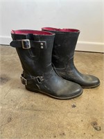 Black Harness Rubber Rain Boots