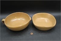 Pair Artist Signed "BB" Studio Art Pottery Bowls