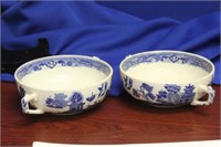Lot Of 2 English Blue And White Bowls