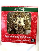 Set of 2 Tree Topper NIB Merry Brite Star Gold