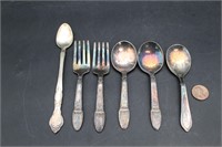 Pcs. Antique Child's S.P. Spoons & Forks, Rogers