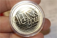 A Gold Plated "Thank You" .999 Silver Round
