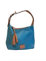 Leather, Dooney and Bourke teal bag w/red interior