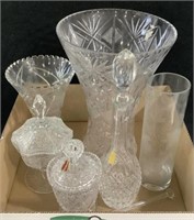 (7pc) Glass Vases, Lead Crystal, Jars