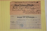 A Lot Of 2 Old Bank Checks