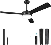 Black Ceiling Fans with Lights and Remote, Modern