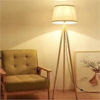 Tripod Floor Lamp for Living Room, Wood Floor