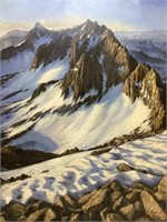 Lin Jian (20th C.) ' Mountain Peak' Oil On Canvas