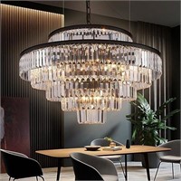 GMlixin Crystal Chandelier Black Large 6-Tier