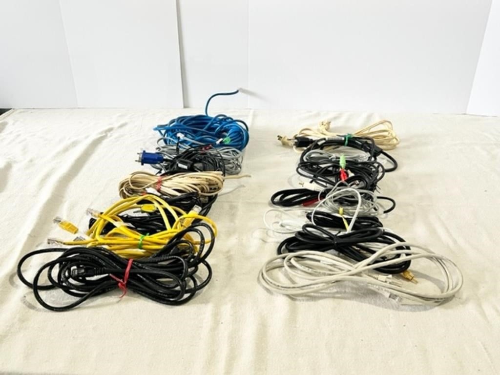 Computer cables, extension cords, misc. cables