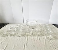 21 piece glass punch bowl set