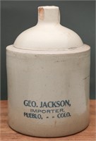 Antique Geo Jackson Whiskey Pueblo Crockery Jug