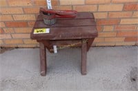 Wooden stool & vintage ricer