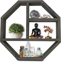 ASUARE Wooden Hexagon Shelf for Crystals |