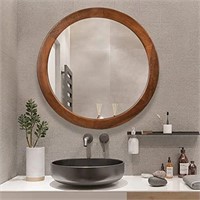 CULER Round Wood Mirror 24 Inch,Circle Mirror
