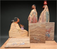 Western & Native American Tile Art & Figurines (6)