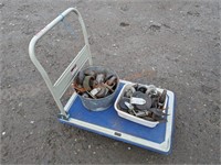 Rolling Cart w/ 2 Crates Of Misc Casters