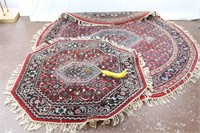 Vtg. Octagonal & Round Hand-Knotted Herati Rugs