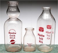 Vintage ACL Meadow Gold Milk Bottles (3)