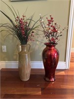 2 PC floor vases with floral stems