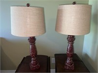 Pair of Red distressed lamps