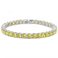 Round Cut 14.50ct Yellow Topaz Tennis Bracelet