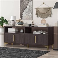 58" L Sideboard with Gold Metal Legs and Handles
